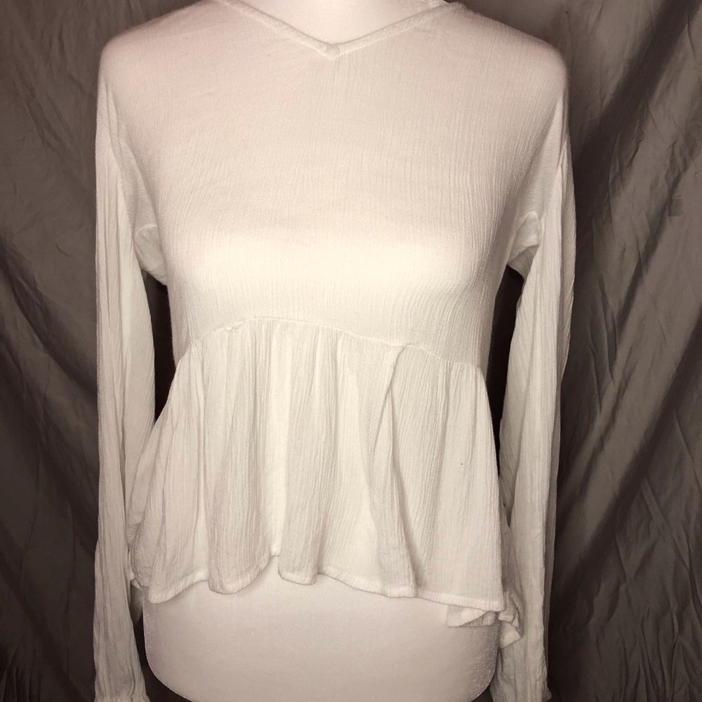 Long sleeve white peplum top!!!
